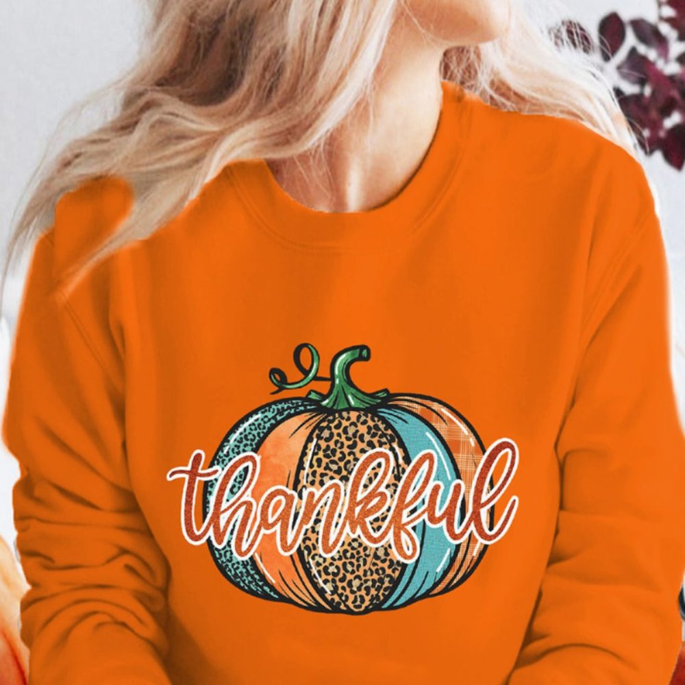 Leopard pumpkin graphic sweatshirt